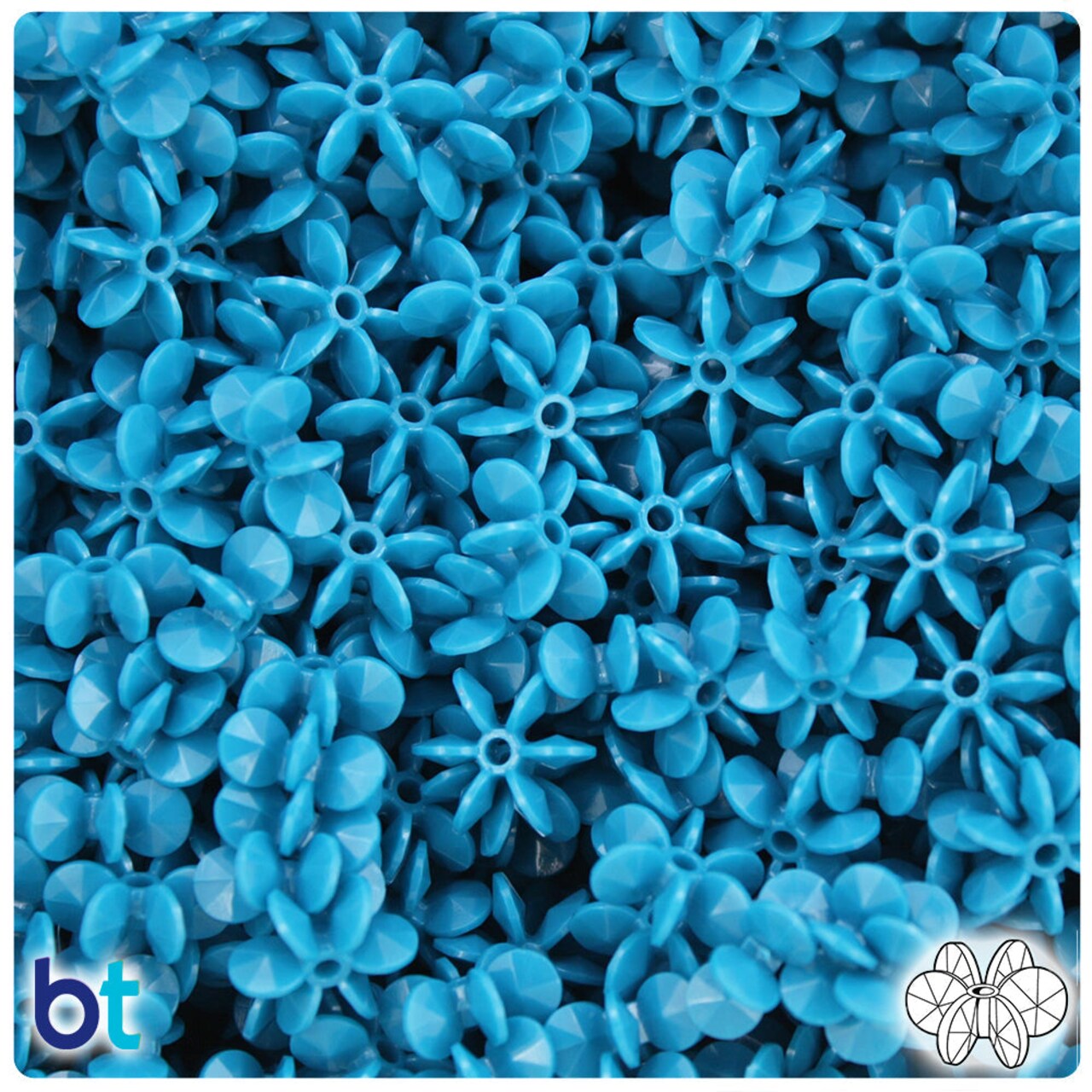 BeadTin Dark Turquoise Opaque 12mm SunBurst Plastic Craft Beads (450pcs)